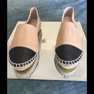 Chanel shoes new black & tan espadrille size 6